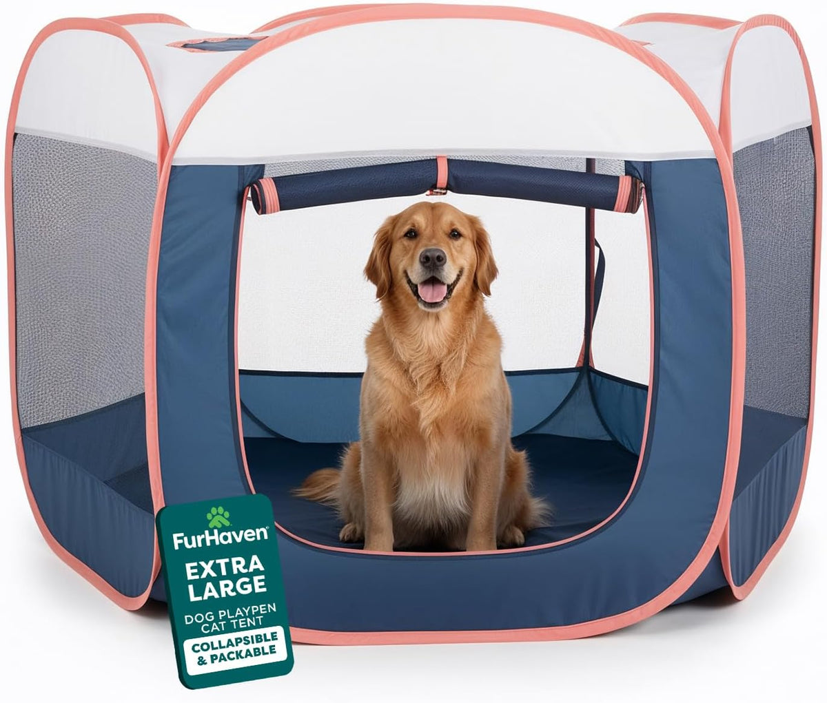 FurHaven Soft-Sided Dog & Cat Playpen - Navy / Extra Large