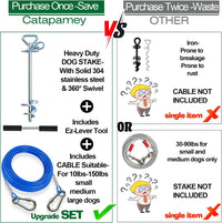 Dog Tie Out Cable and Stake, with 30FT Heavy Duty Cable - dog stake GT+25ft/150lbs - image 3