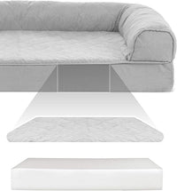 Furhaven Orthopedic Dog Bed for Large Dogs w/ Removable Bolsters & Washable Cover, For Dogs Up to 125 lbs - Quilted Sofa - Silver Gray, Jumbo Plus/XXL