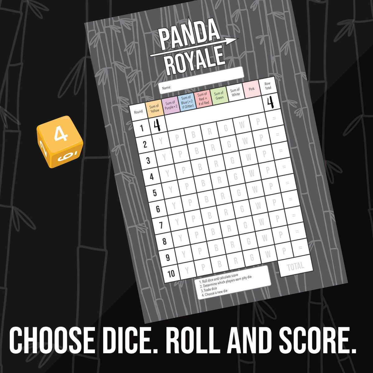 Panda Royale dice game by Last Night Games with translucent dice in 7 colors - view 3