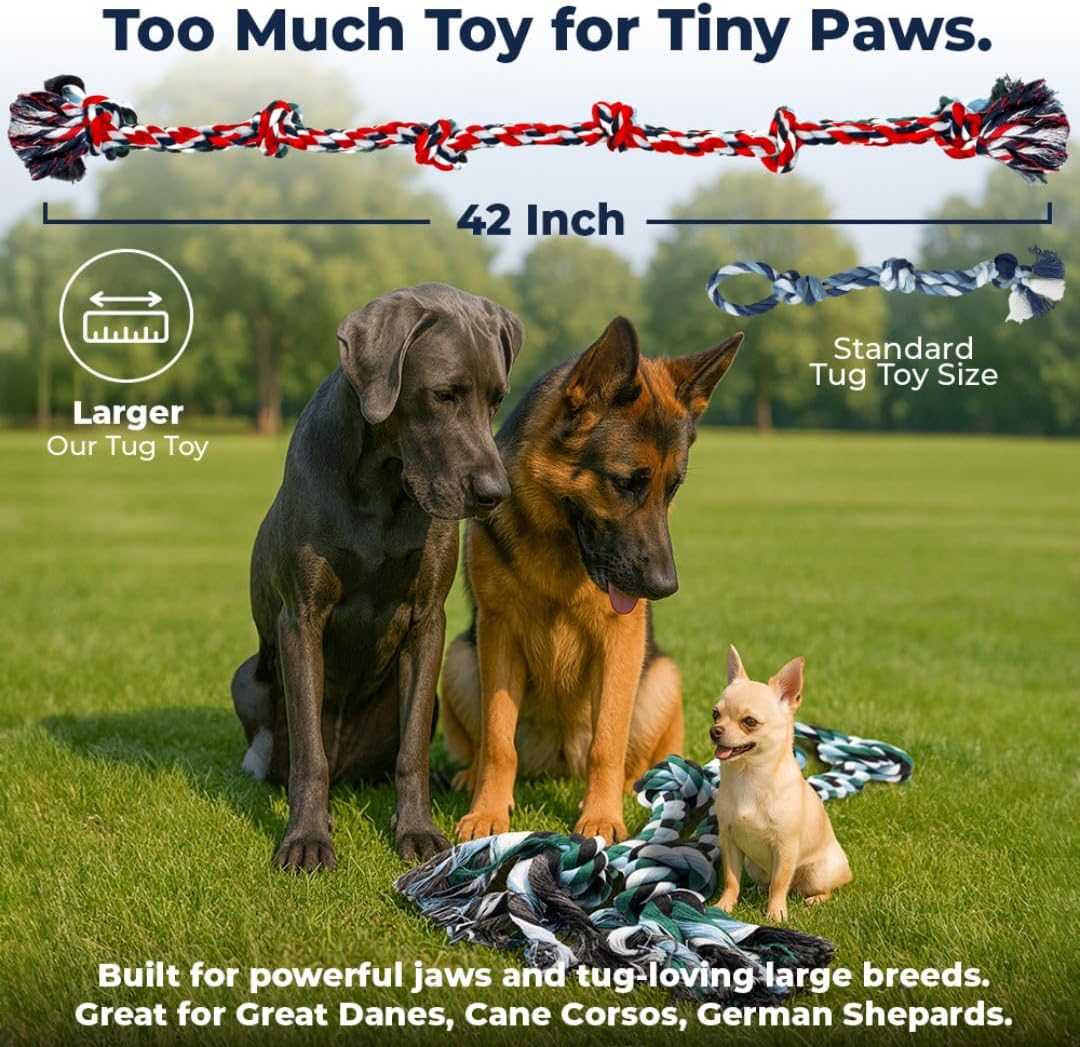 Pacific Pups Products Giant Dog Rope Toy - Green & Red / 2 Pack - image 3