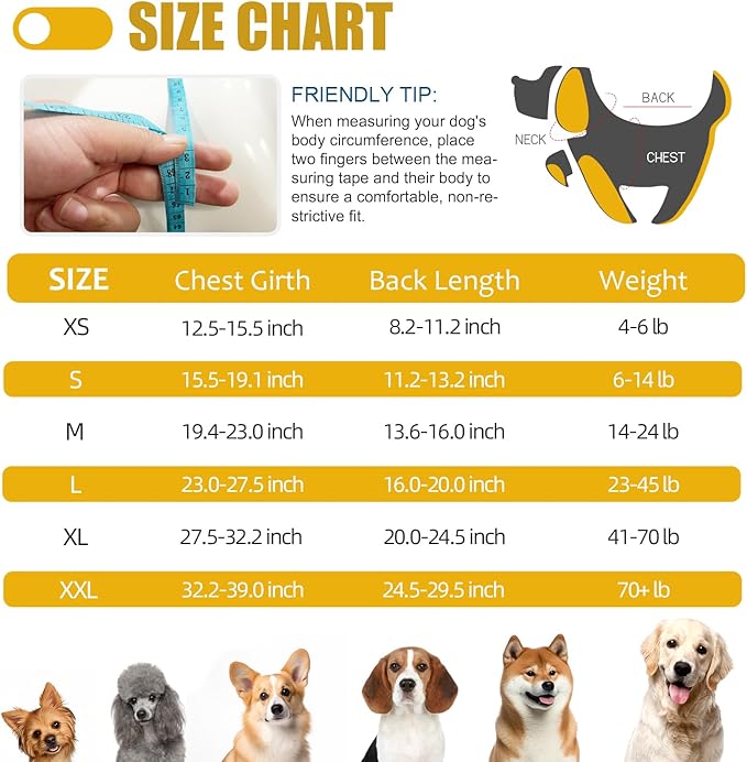 Recovery Suit for Dogs After Surgery, Professional Dog Surgical Suit for Female Spay, Male Neuter, E-Collar & Cone Alternative Dog Onesie for Abdominal Wounds Skin Disease, Yellow, M