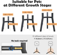 SHAINFUN Grey Metal Stand for Large Dogs - Height: 9.8-13.4", Width: 7-10.7" / Black-FU - image 4