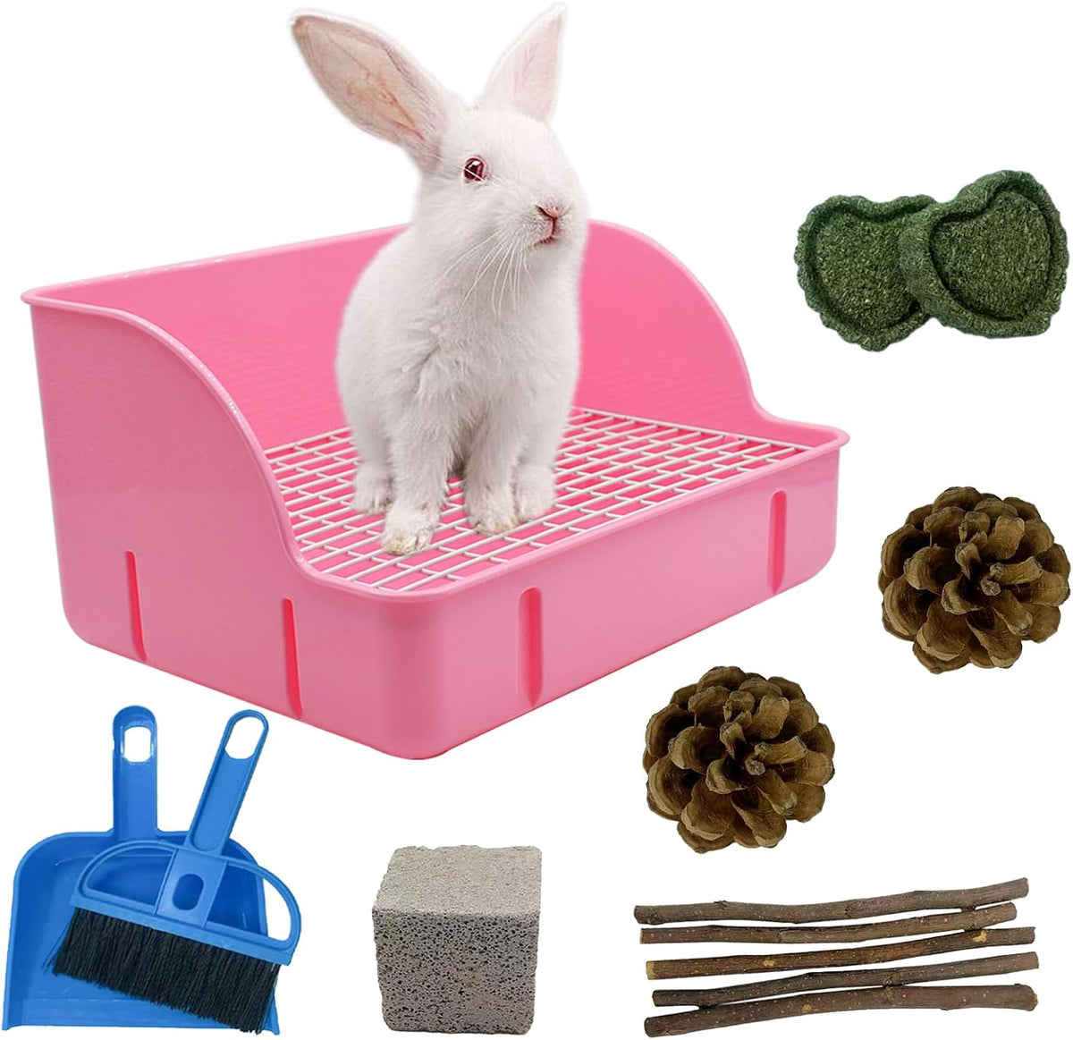 12Pcs Rabbit Litter Box for Cage - 【Pink】