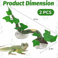 PINVNBY Reptile Corner Branch Resin Climb Tree Branch Decor - S 2PCS green Maple leaf - image 2