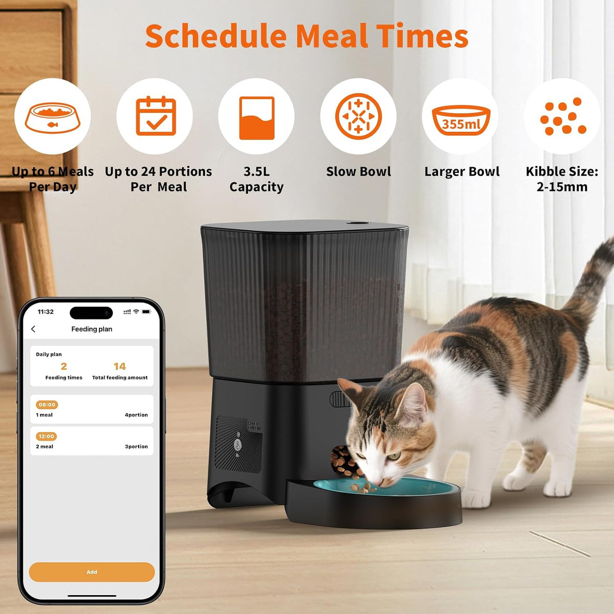 HoneyGuaridan Automatic Cat Feeder for 2 Cats - S25 - image 2