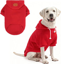Small Dog Hoodie,Warm Winter Dog Sweater with Pocket & Leash Hole – Essentials for Dogs - Red / L (Back: 20",Chest: 28", Neck: 17")