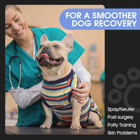 Dog Surgery Suit, Surgical Suit for Dogs, Dog Onesie for Surgery – Essentials for Dogs - S(back:11.4-13.4in,wt:7-15lbs) / Dark Blue Stripes - image 2