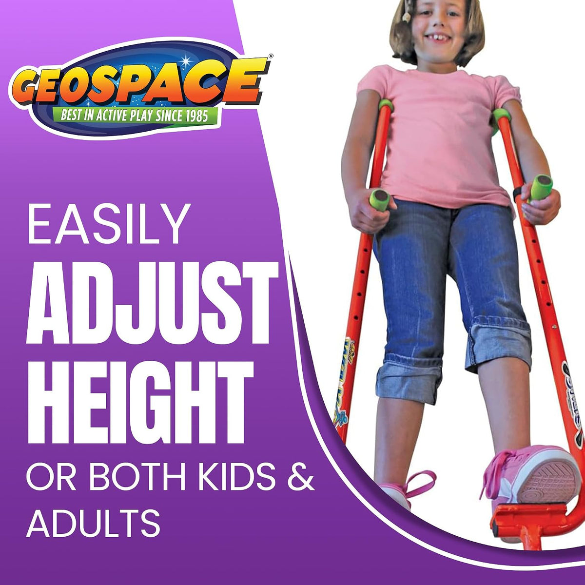 Geospace Adjustable Walkaroo Xtreme Steel Stilts for Kids - Red - image 2