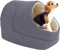 4 in 1 Self Warming Burrow Cat Bed Hideway Sleeping Cuddle Cave – Essentials for Cats - Grey-2 - image 2
