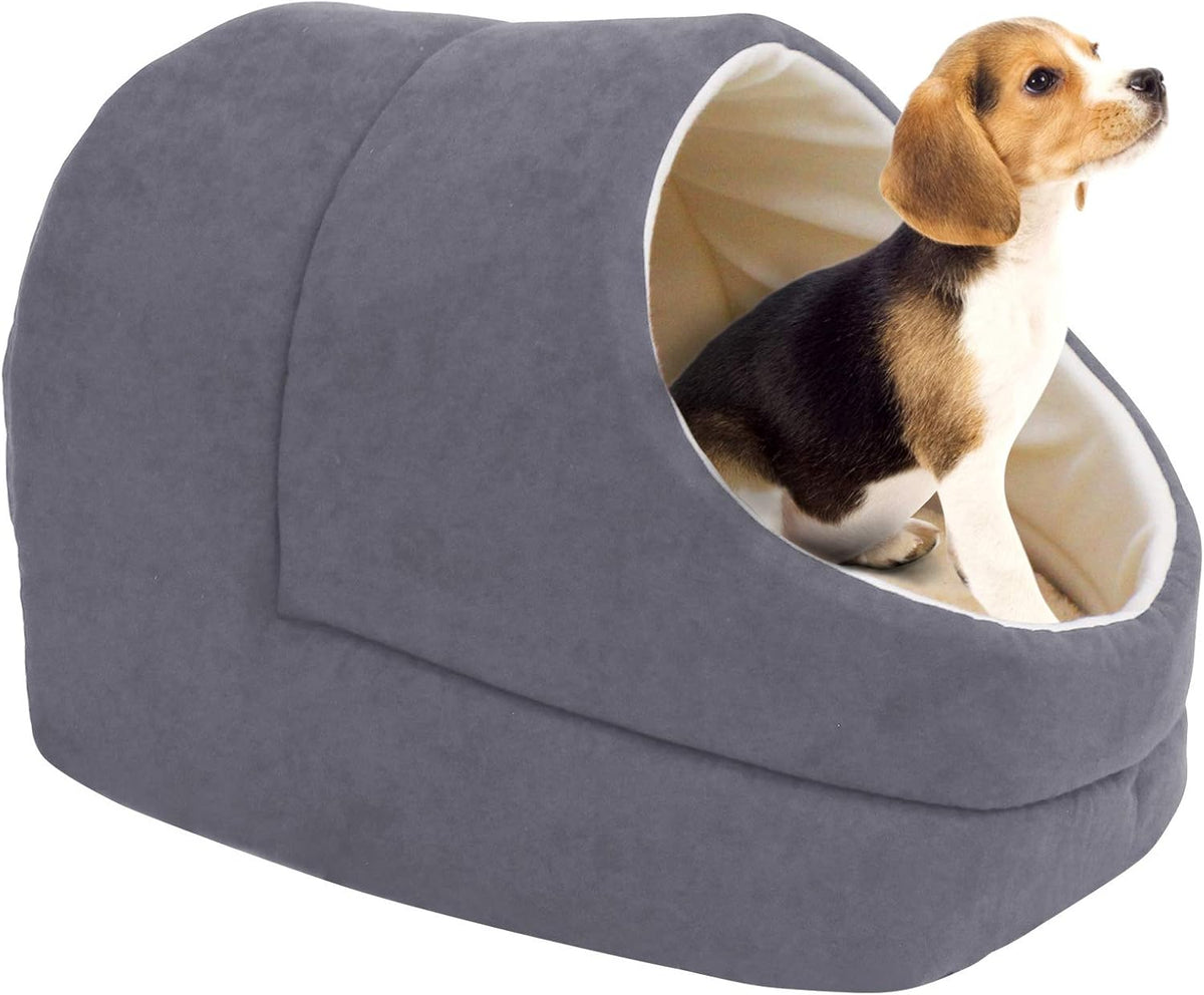 4 in 1 Self Warming Burrow Cat Bed Hideway Sleeping Cuddle Cave – Essentials for Cats - Grey-2 - image 2