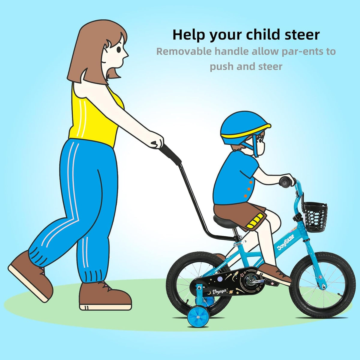 JOYSTAR 10" 12" 14" 16" Kids Bike for Boys and Girls Ages 1-7Y – Fun for Kids & Family - Blue / 14 Inch with Training Wheels - image 3