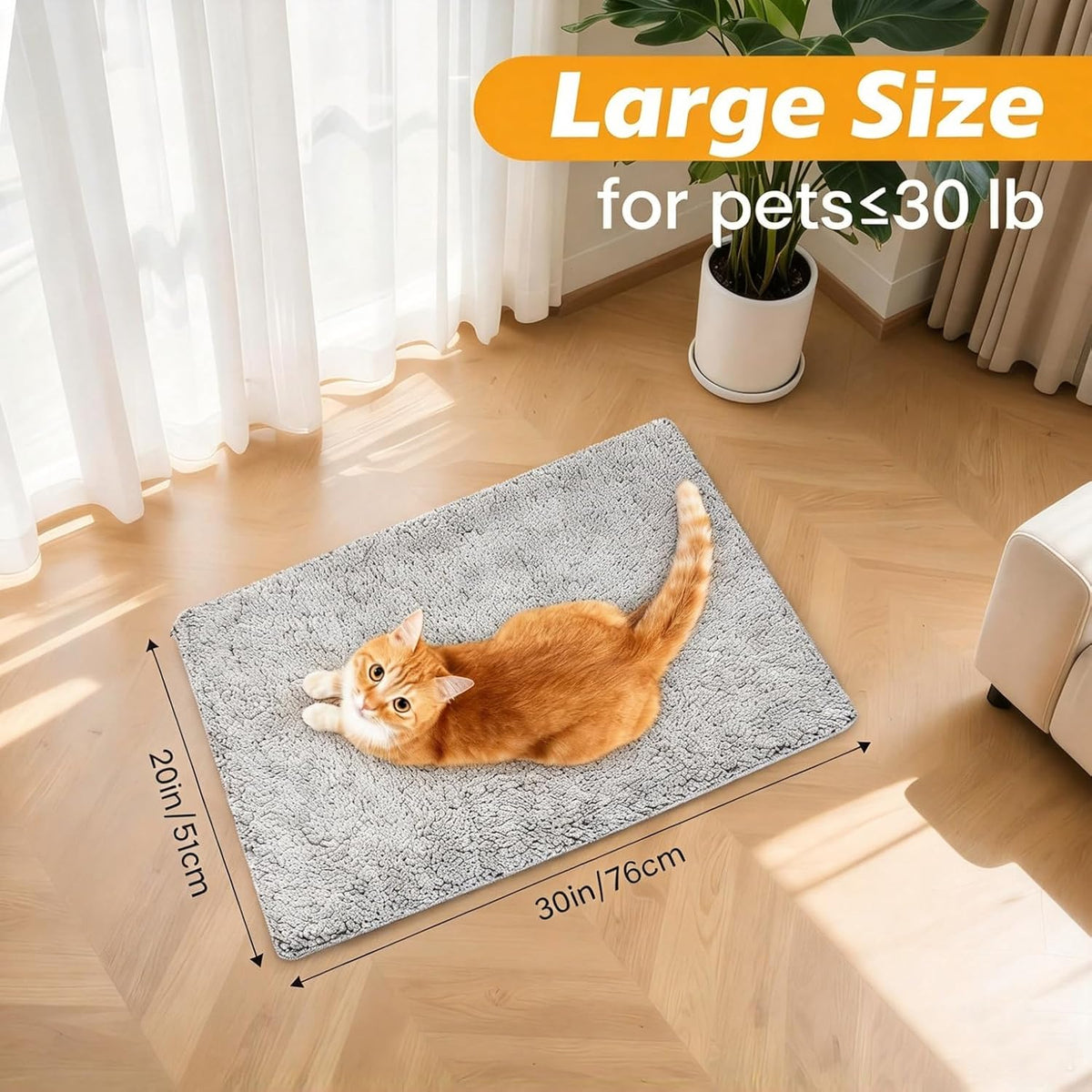 Self Warming Cat Bed, Self Heating Mat for Dog - Black / 30x20in - image 2