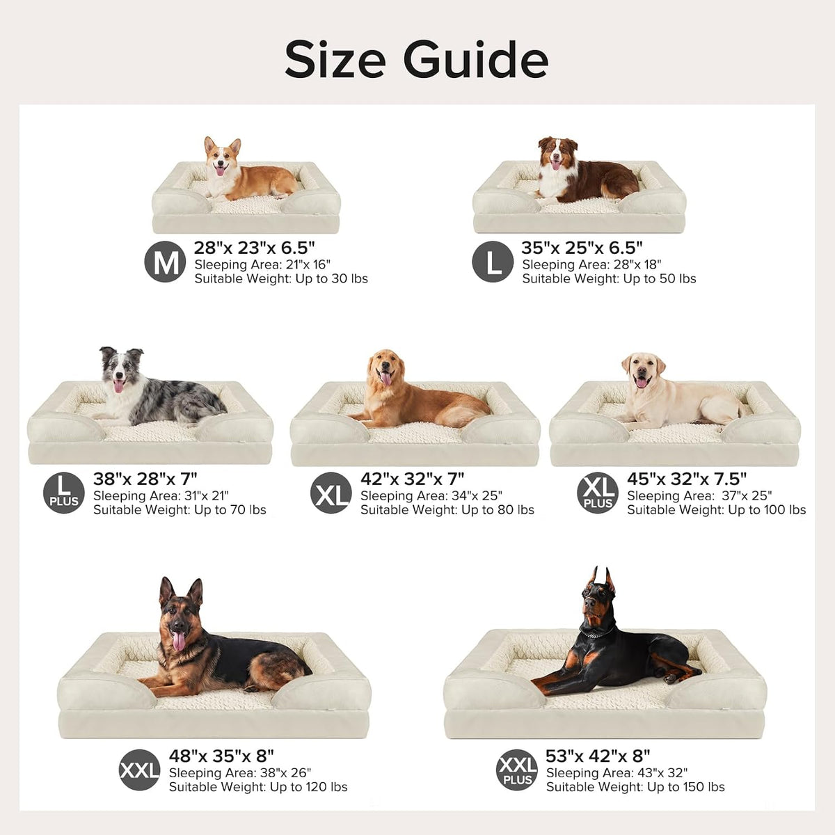 Orthopedic Dog Beds Large Sized - Beige / L- PLUS (38"x 28"x 7") - image 4