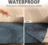 Ameritex Pet Bed Blanket Reversible 100% Waterproof Velvet Super Soft - 82x82 Inches / Blue+navyblue - image 3