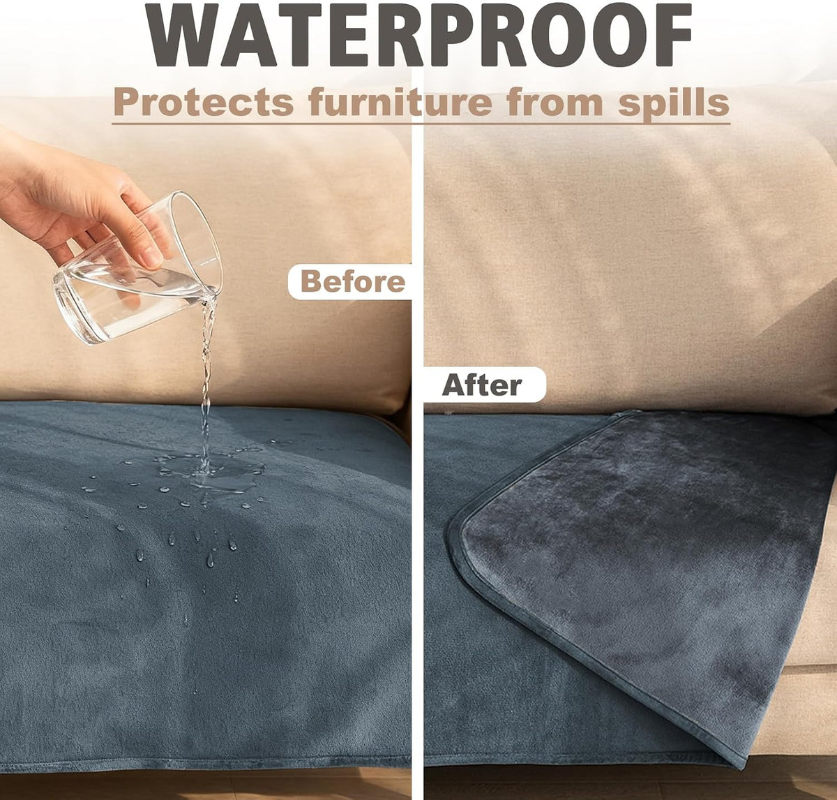 Ameritex Pet Bed Blanket Reversible 100% Waterproof Velvet Super Soft - 82x82 Inches / Blue+navyblue - image 3
