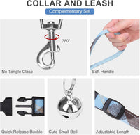 EXPAWLORER Plaid Small Dog Harness and Leash Set with AirTag Holder - Blue / X-Small - image 4
