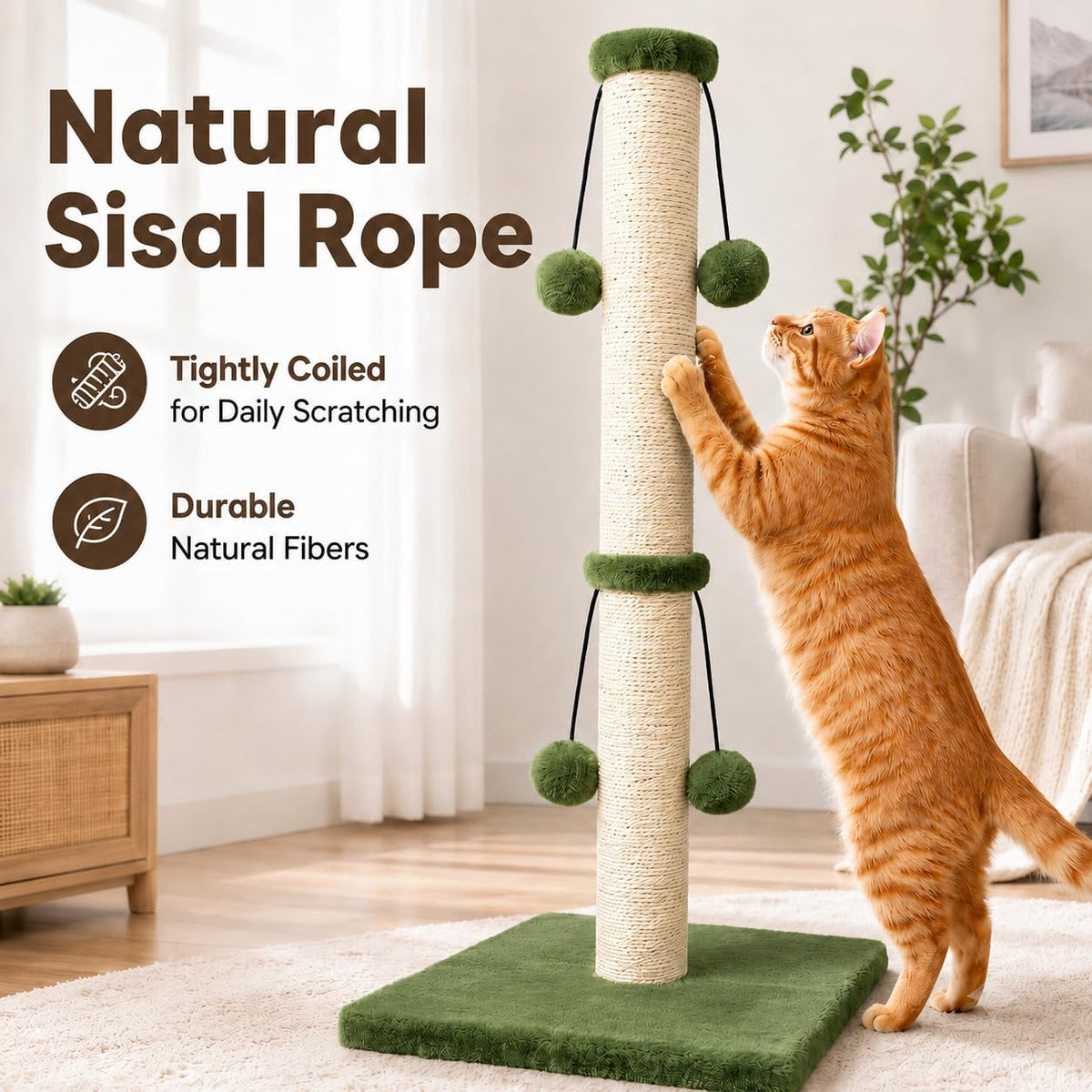 Dimaka 29in Cat Scratching Post - Green / 34 inches for Large Cats - image 4
