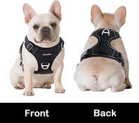 Funfox Dog Harness No Pull, Adjustable Pet Vest Harness, Super Soft Material with Vertical Handle Easy Control, Reflective Night Walking, 2 Leash Clips for Medium Sized Dogs, Black, M