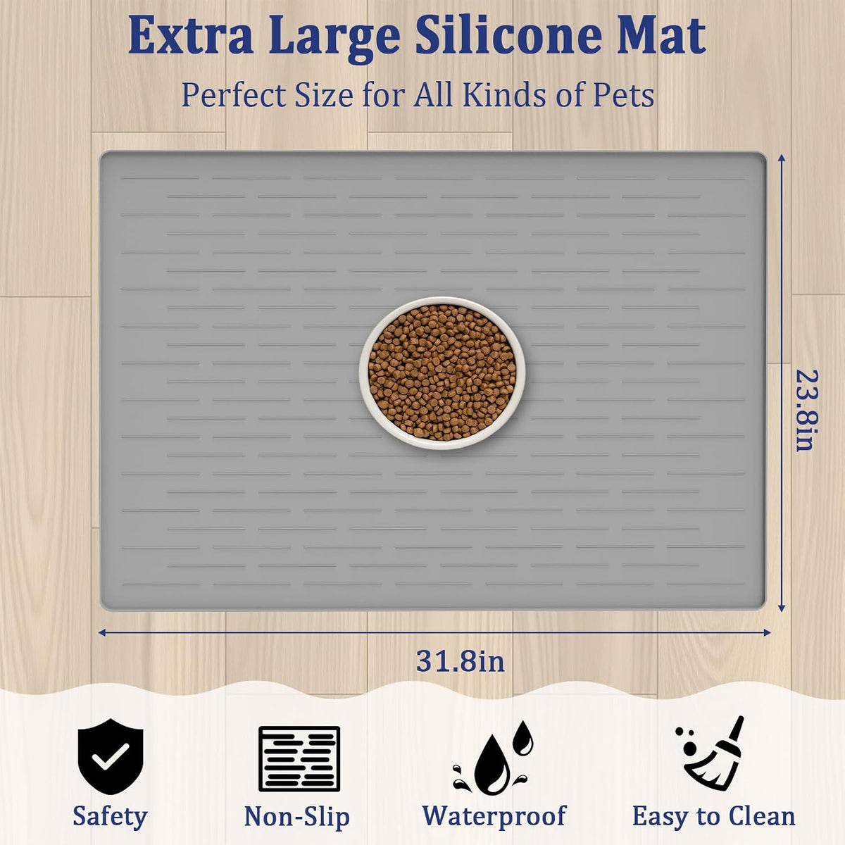 XXXXL Largest Pet Food Mat - Dark Gray / 31.8"L x 23.8"W - image 2