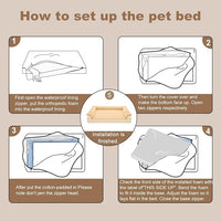 JOYELF Orthopedic Dog Bed for Medium Dogs,U-Shaped Foam Sofa Bed, Bolster Waterproof Pet Bed with Removable Washable Cover and Nonskid Bottom, for Small to Medium Dogs - Khaki