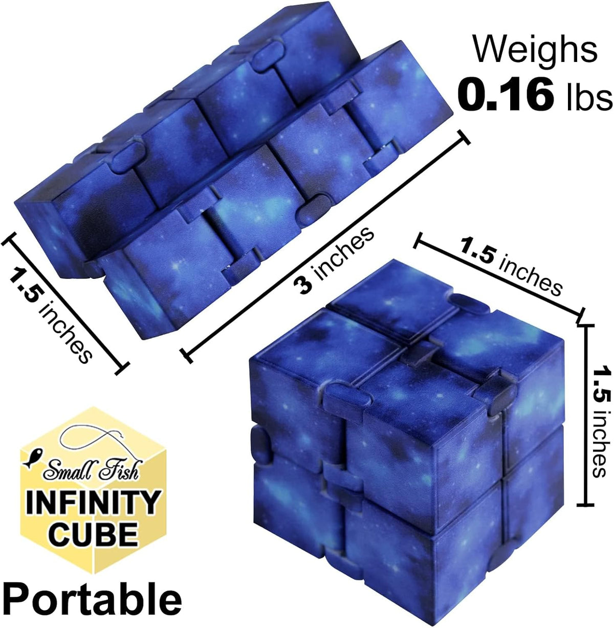 Infinity Cube Fidget Toys for Kids - Galaxy-blue / 1.5 x 1.5 Inches - image 2