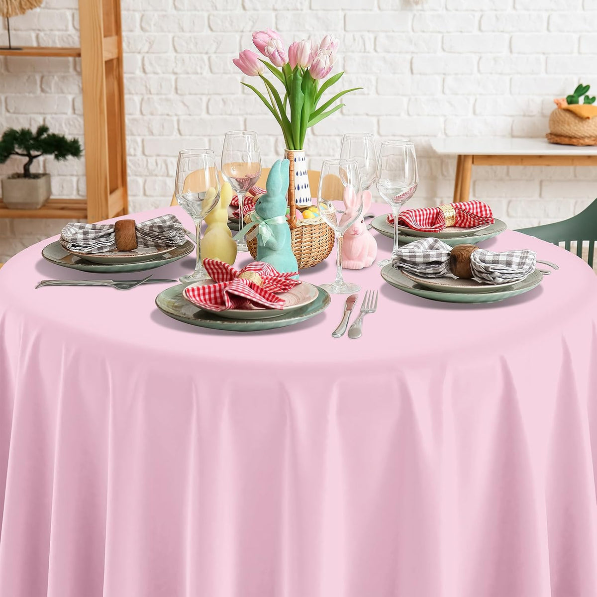 4Pcs Pastel Tablecloths, Mix Color Plastic Tablecloth Disposable Rectangle Table Covers for Baby - Pastel Round / 4pcs - image 4