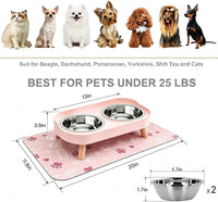 Elevated Dog Bowl, Raised Feeding Stand with Mat for Small Dogs Under – Essentials for Dogs - Pink / Small - image 4