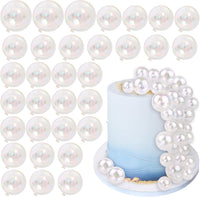32 PCS Colorful Ball Shaped Cake Topper Pearl Balls Cupcake Cake - Clear