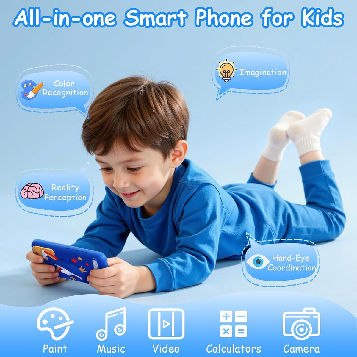 luluckck kids smart phone toy with 3.97 inch touchscreen in black and pink - view 5