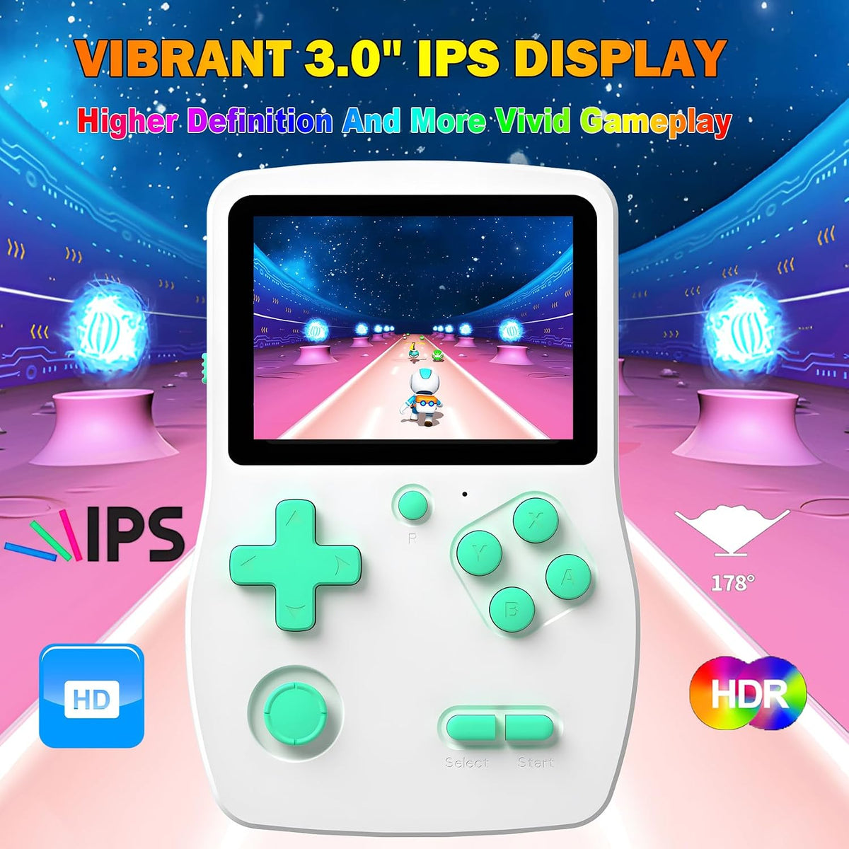 32 Bit Handheld Games for Kids Preloaded 139 Retro Video Games - White - image 3
