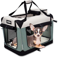 JESPET 3 Door Soft Dog Crates Kennel - 1-Shale Green / Small(24"L x 16.5"W x 16.5"H)