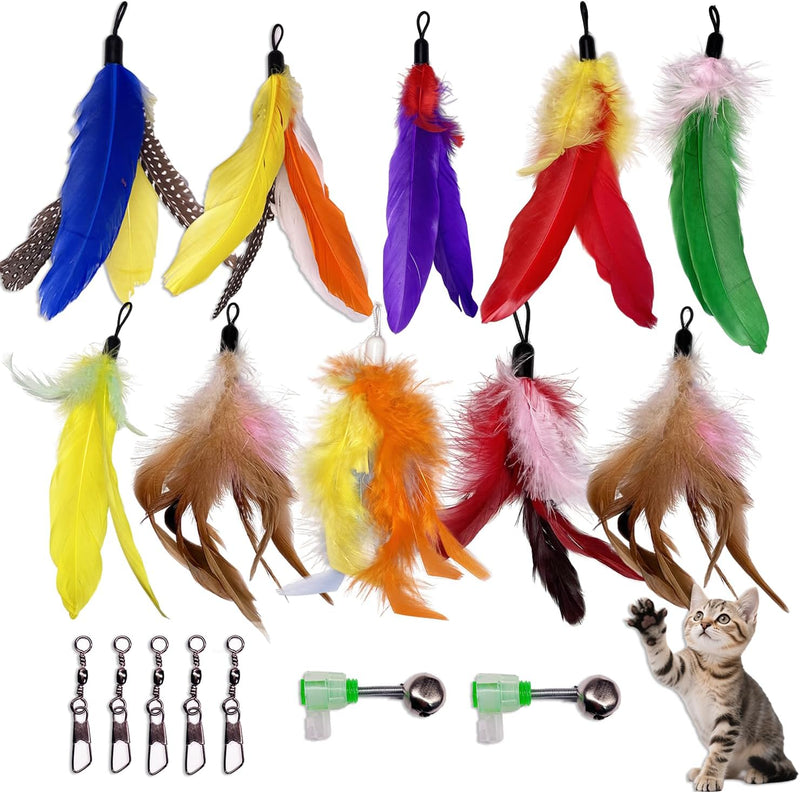 10 Pieces Cat Feather Toy Refills - 10 Pcs Feathers