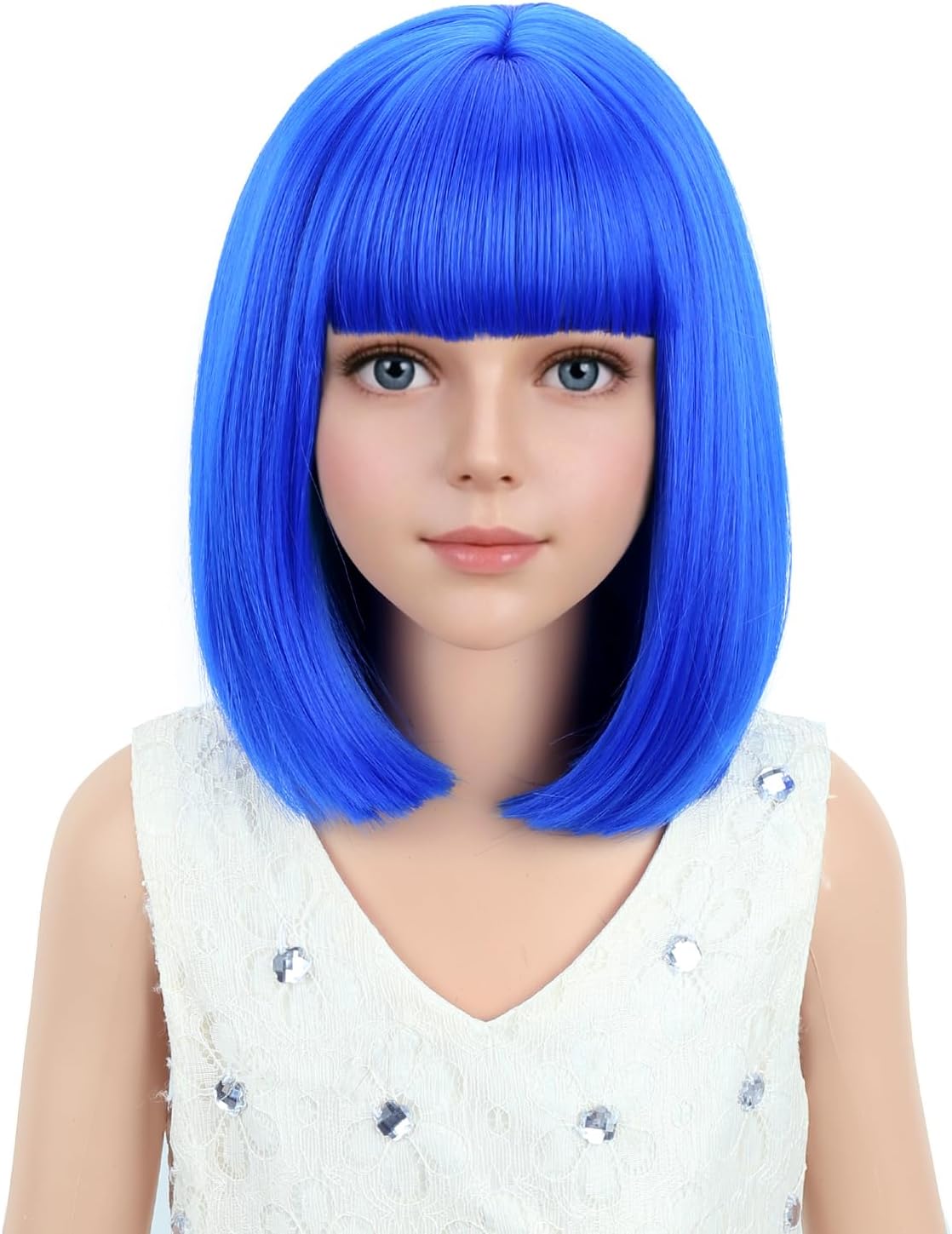 PATTNIUM kids dark blue short bob wig, synthetic with adjustable cap - view 10