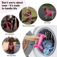 Rechargeable Light Up Dog Harness for Small Dogs – Adjustable LED Dog Vest with Reflective Strips, No Pull Glow in The Dark Puppy Harness for Night Walking Safety-Pink