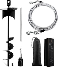 Snagle Paw Dog Tie Out Cable & Stake with Lock Cap - 30ft Heavy Duty Rust Proof Cable, 360° Swivel Dog Yard Leash & Stake Up to 220 lbs - Ground Anchor for Yard, Beach, Camping & Outdoor Use