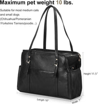 Dog Carrier Purse, Fashion Leather Pet Carrier with Pockets - Black - image 2