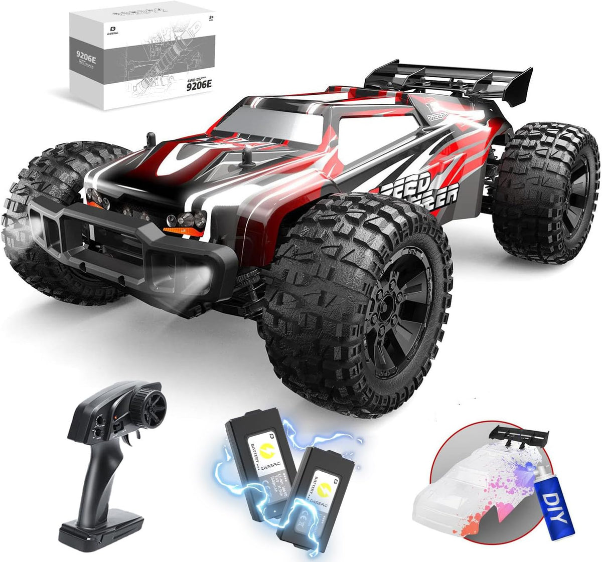 DEERC 9309E RC Cars for Adults 40KPH - 1:10 Red 9206E