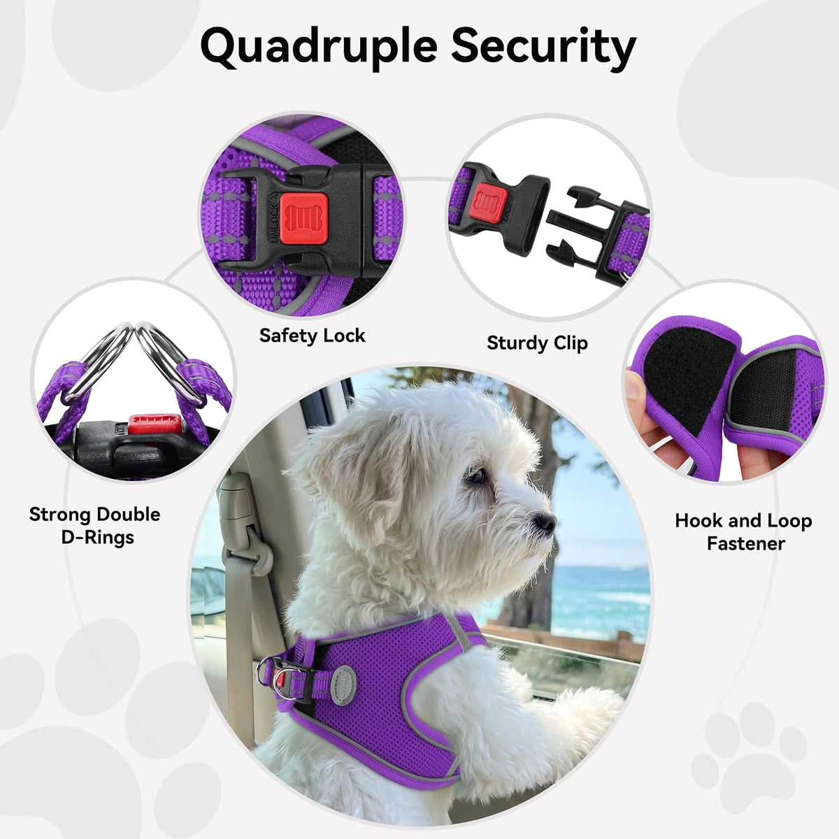 Joytale Step-in Dog Harness, Soft Breathable Mesh, Black S – Essentials for Dogs - XS--Chest: 13.5-15'' / Purple - image 3