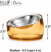 Felli Pet Oblik Acrylic Raised Dog Food Water Bowl Stainless Steel - Gold / 0.5 Cups Shallow Dish - image 2