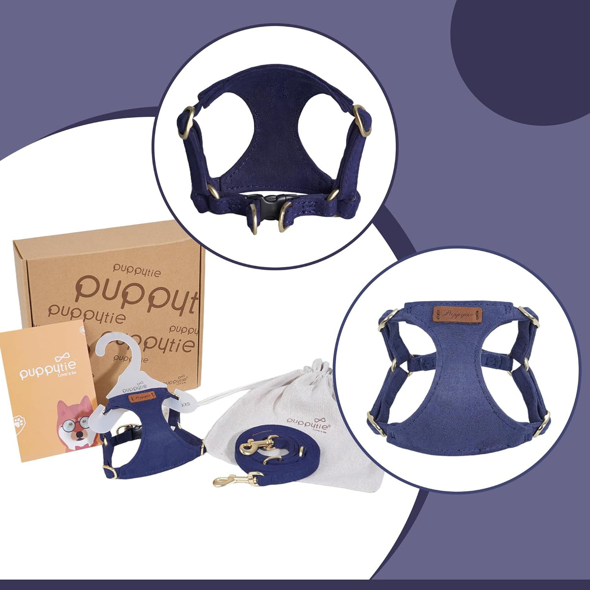 Puppytie Small Dog Harness and Leash Set, Pink, S – Essentials for Dogs - Navy / XS(4.5-11lb） - image 3