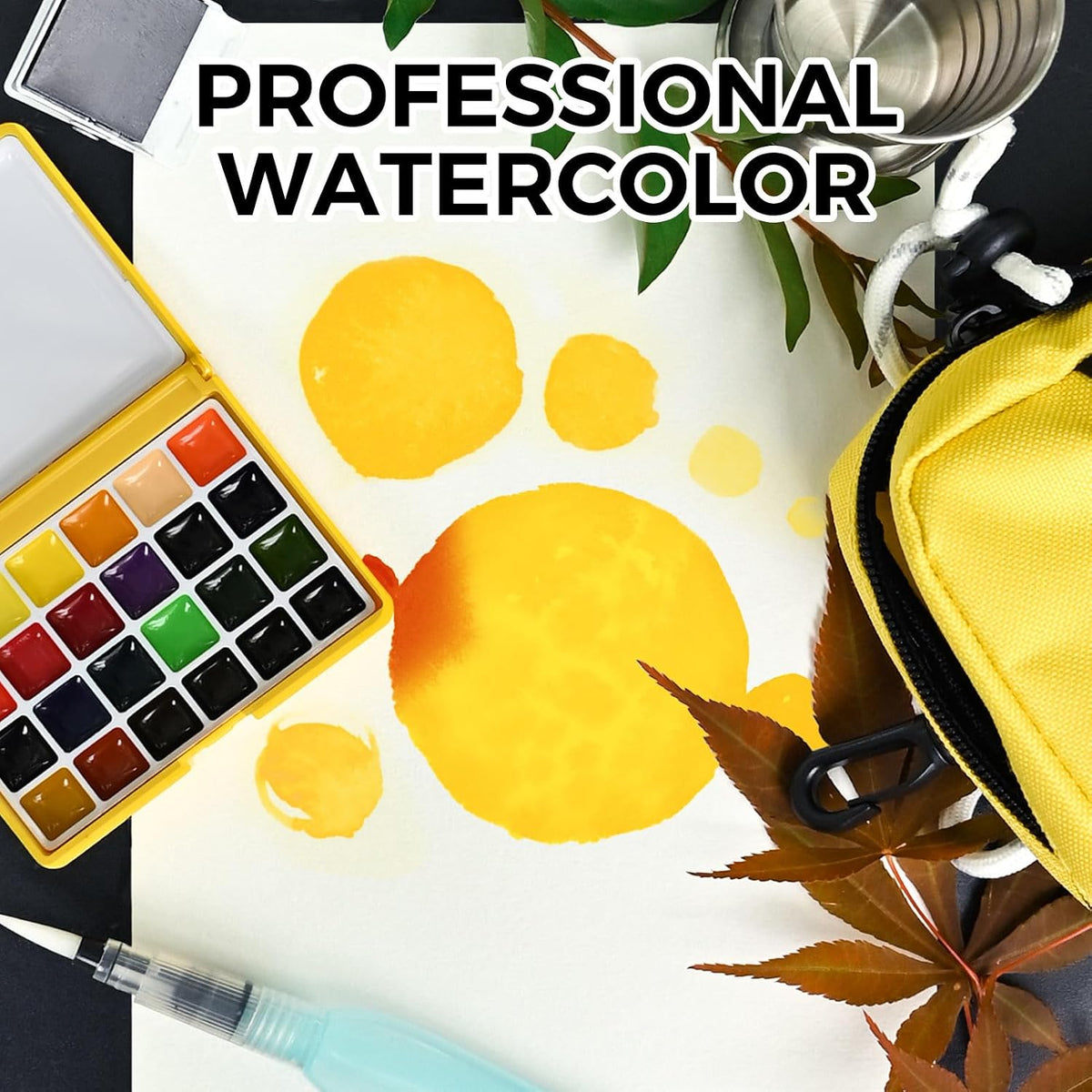 Funto Mini Watercolor Paint Set - 24-Color Yellow Set - image 4