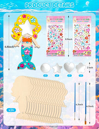 XJWWHZ wooden princess mirror craft kit, 12 DIY mirrors with gem stickers and brushes - view 3