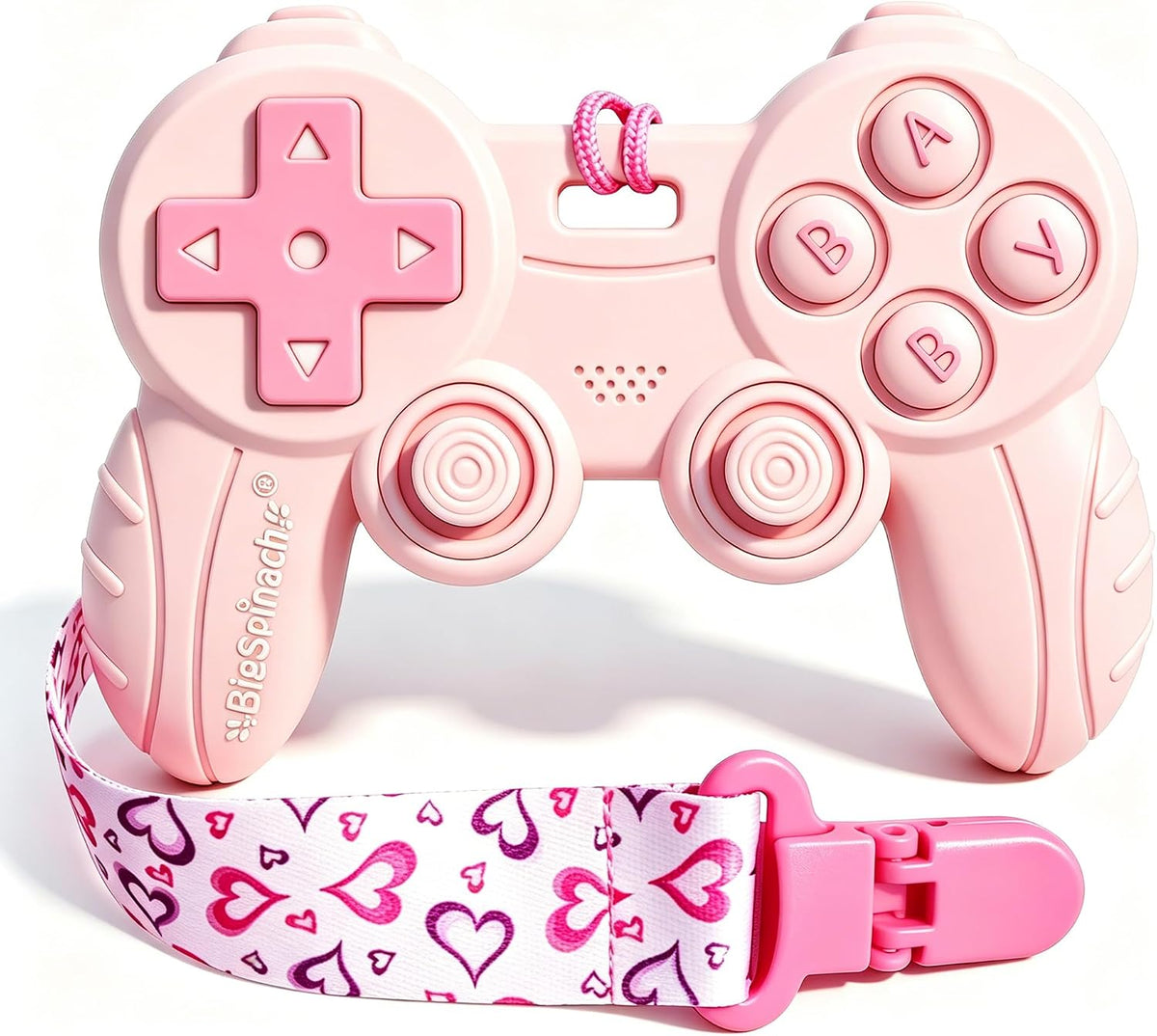 Cool Remote Game Control Teething Toy for Babies 0-6-12 Months - Pink