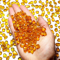 1 Lb (460 g) Orange Sea Glass Stones Irregular Rainbow Glass Pebble Decorative Rock Quartz Tumbled Gemstone Chips for Aquarium Decoration/Vase Filler/Jewelry Making/Handwork Craft/Gems Display