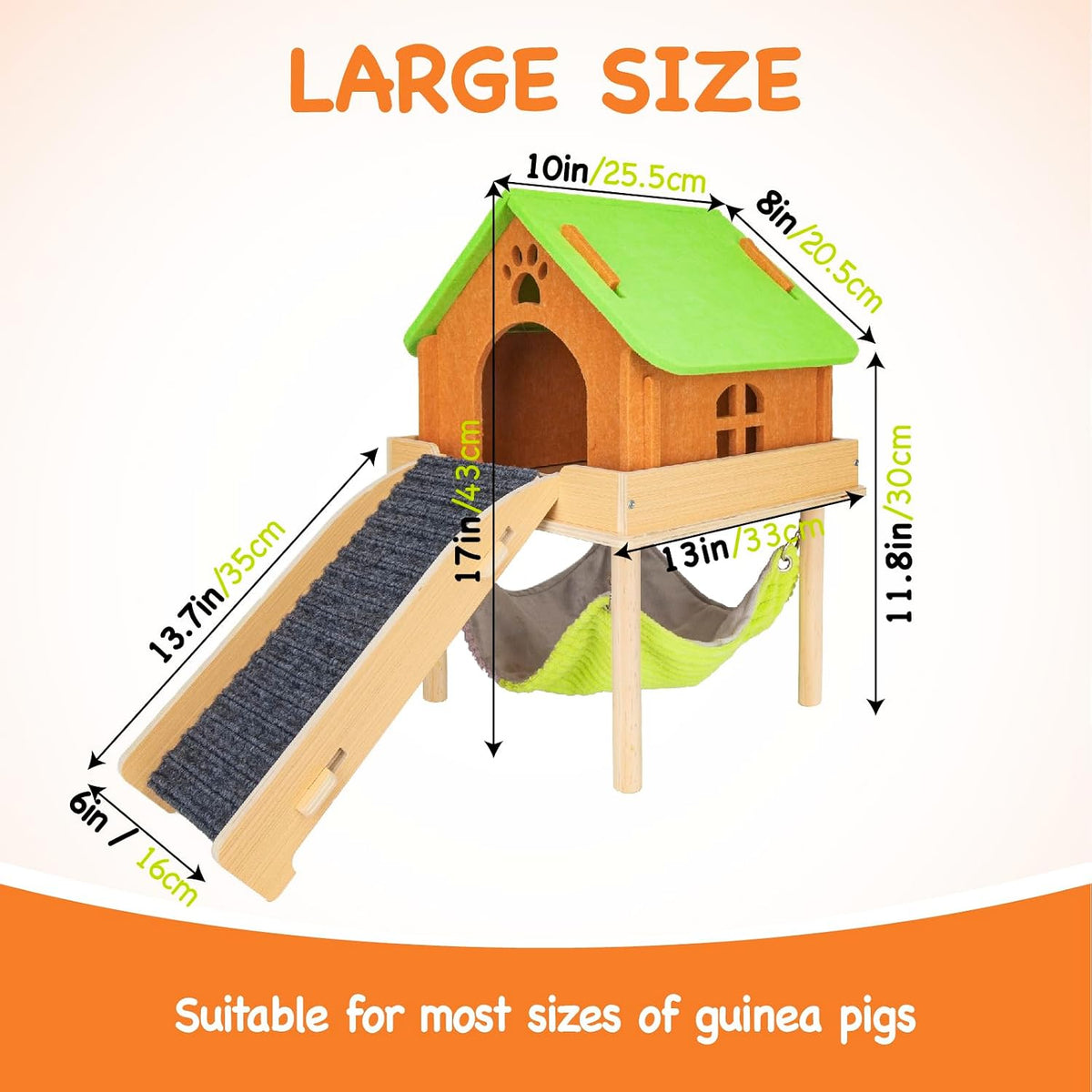 Enlarged Guinea Pig Hammock with Platform and Stairs - Hammock with ramp & house - image 4