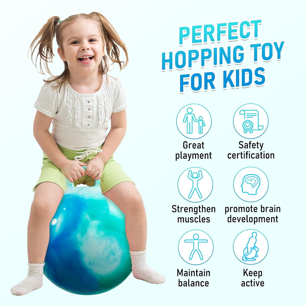 U&C Planet Hopper Ball, 18In Bouncy Ball with Handle for Kids Ages 3-6 – Fun for Kids & Family - 3-6 Years / Blue - image 4