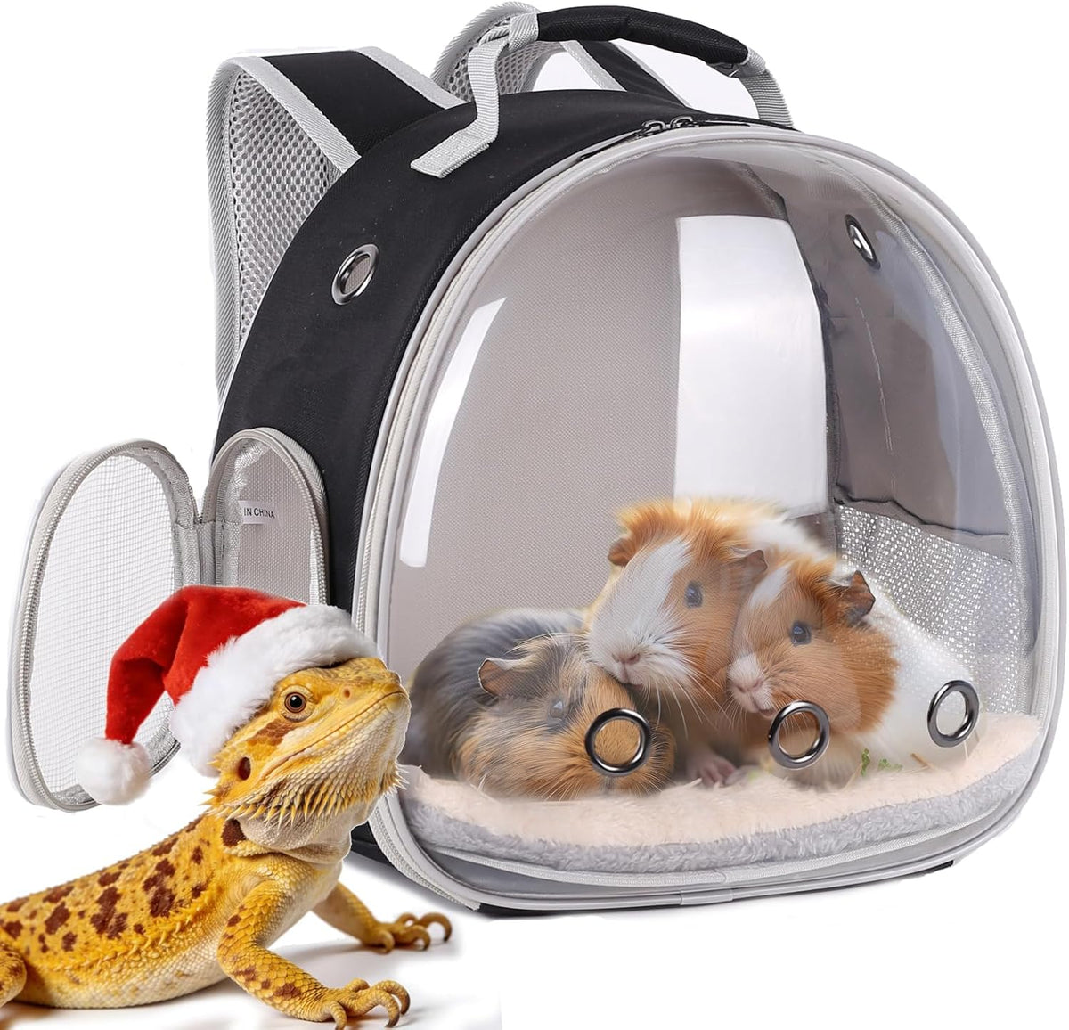 Bearded Dragon Travel Carrier Backpack, Lizard Backpack Carrier - Black / Backpack