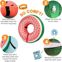 BENCMATE Inflatable Dog Cone Collar Alternative, Soft Dog Cone for Small Medium Large Dogs and Cats, Neck Recovery ECollar Donut Collar After Surgery (Large, Watermelom)