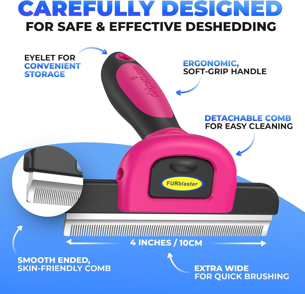 DakPets Stainless Steel Deshedding and Dematting Tool - Pink - image 3